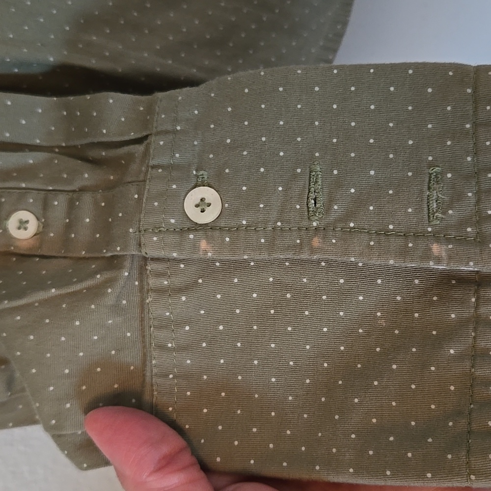 Dockers Olive Green Dot Button Down Long Sleeve Shirt Size Medium - Picture 4 of 9